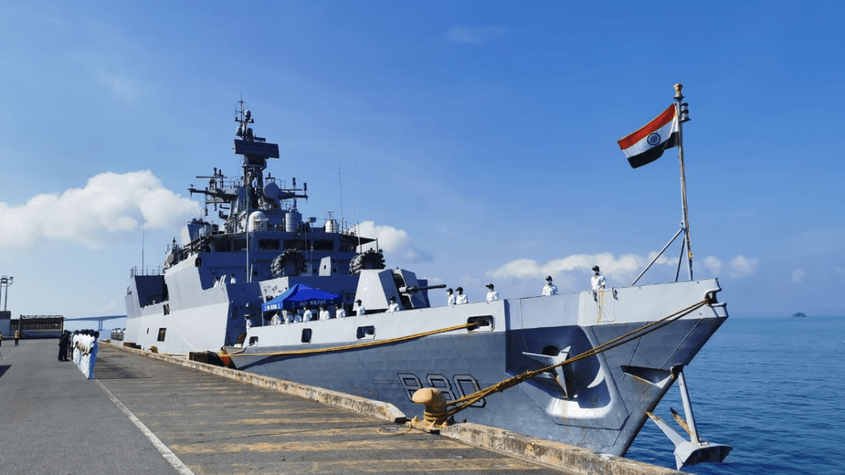Indian naval ship INS Kiltan arrives at Cambodia for mission sagar III