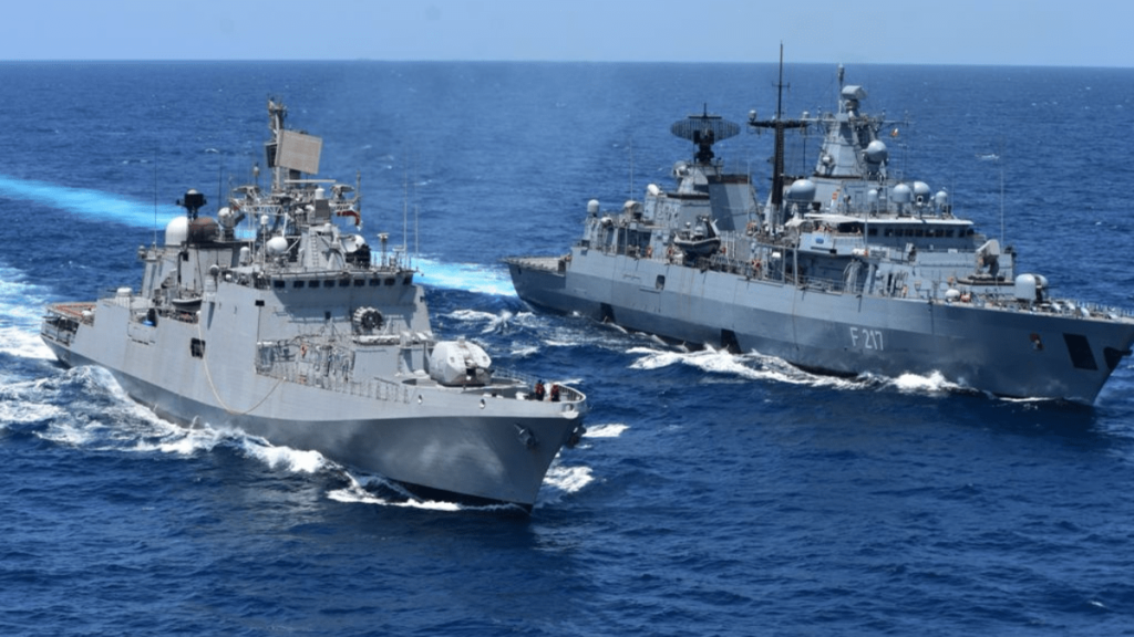 INS Trikand Exercises With German Frigate Bayern In Gulf Of Aden